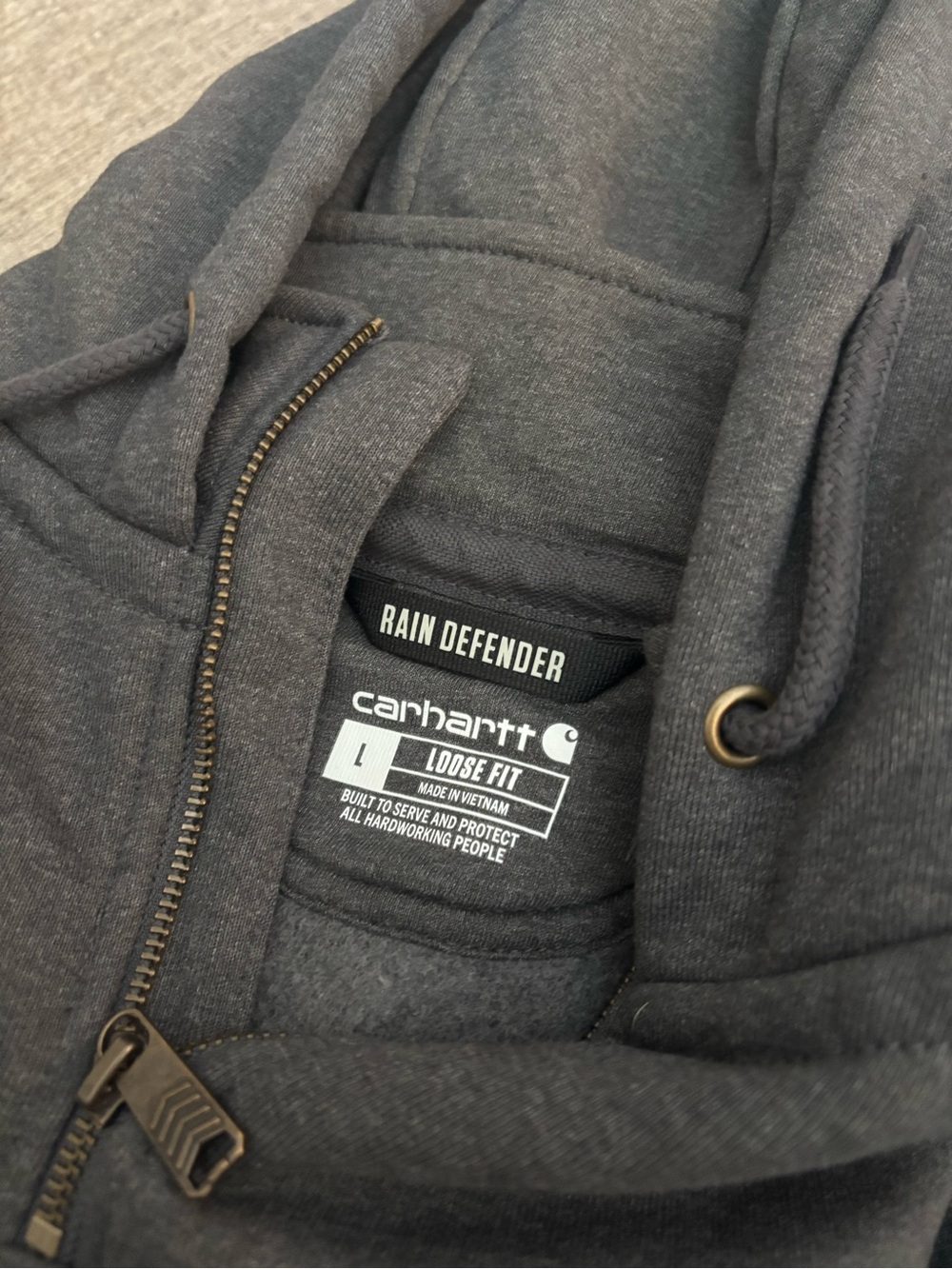 Carhartt Dark Charcoal Gray Rain Defender Zip Hoodie NWOT